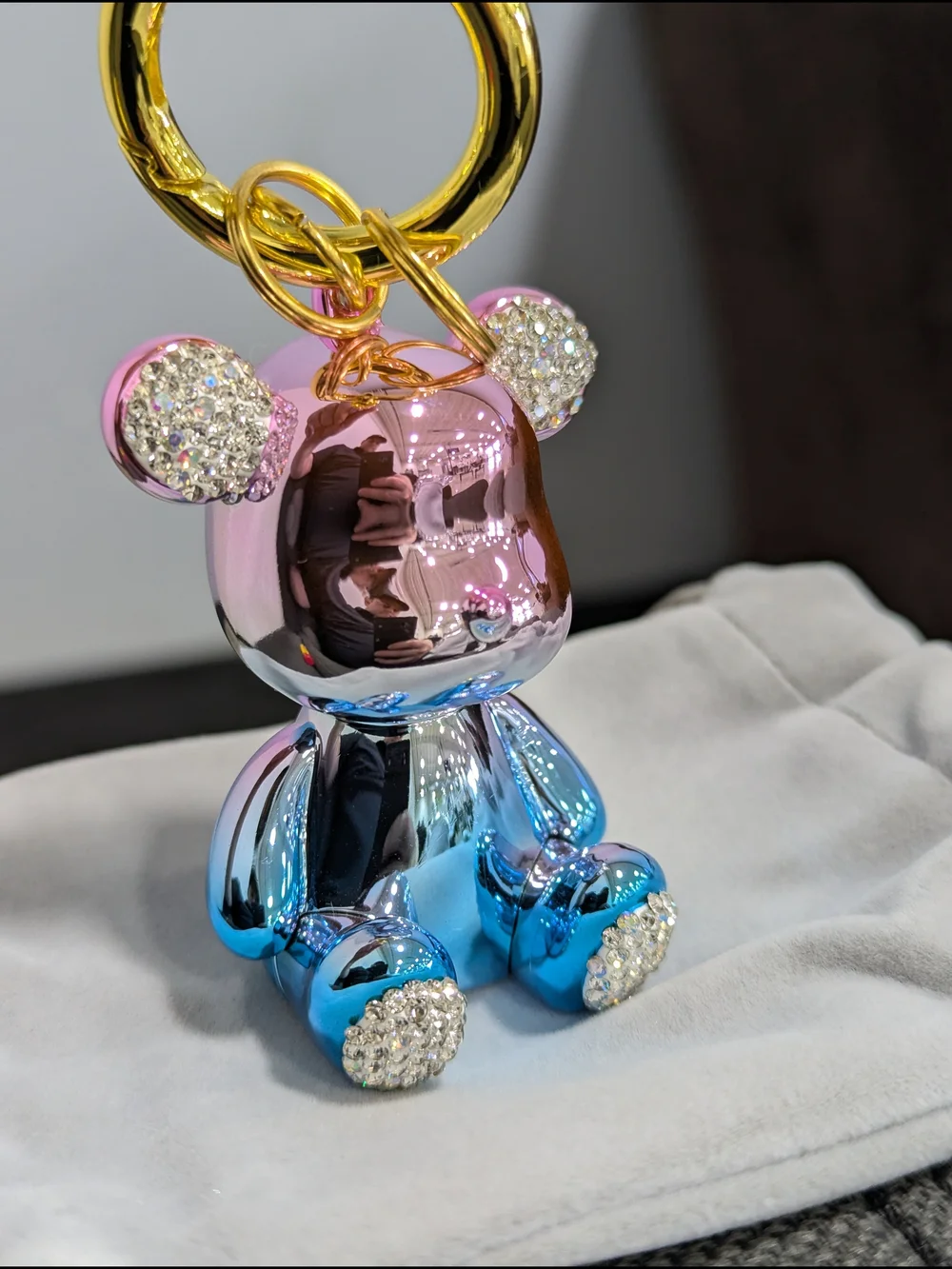 Ombre Bear Bag Charm Pink Blue w/ Strap NWOT